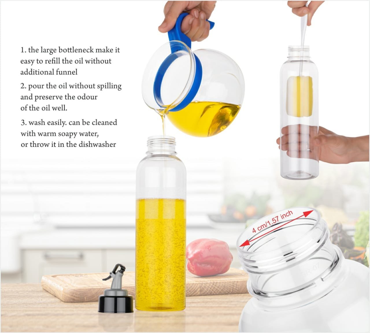 2346 Oil Dispenser Transparent Plastic Oil Bottle   1 Liter 2346 Oil Dispenser Transparent Plastic Oil Bottle   1 Liter